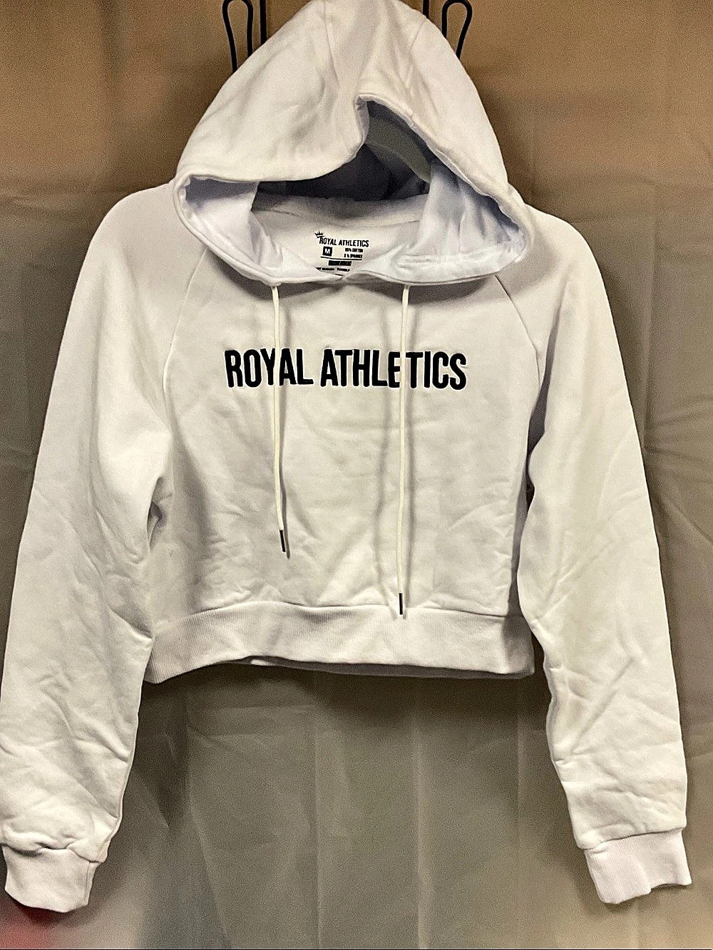Royal Athletics Cropped Hoodie in White Size Medium Like New
